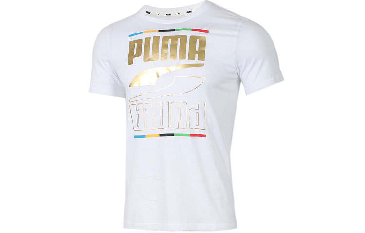 PUMA FC Red Bull Salzburg T Shirts Men's White Crew Neck Thin Straight Fit