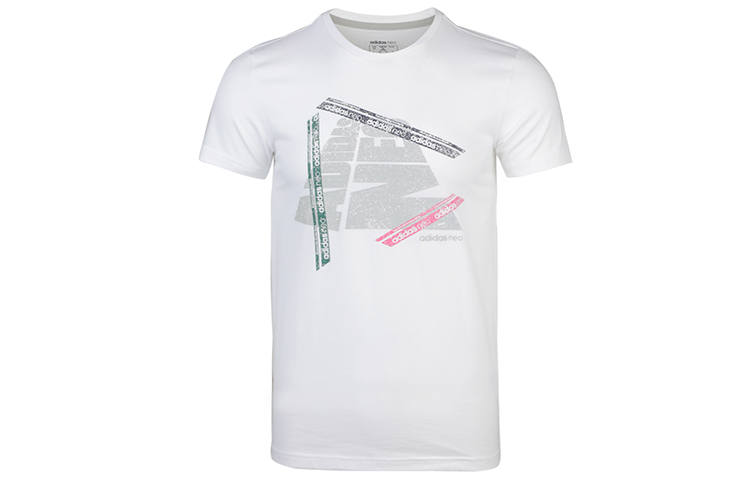 Adidas Neo T Shirts Men's White Crew Neck Moderate Straight Fit