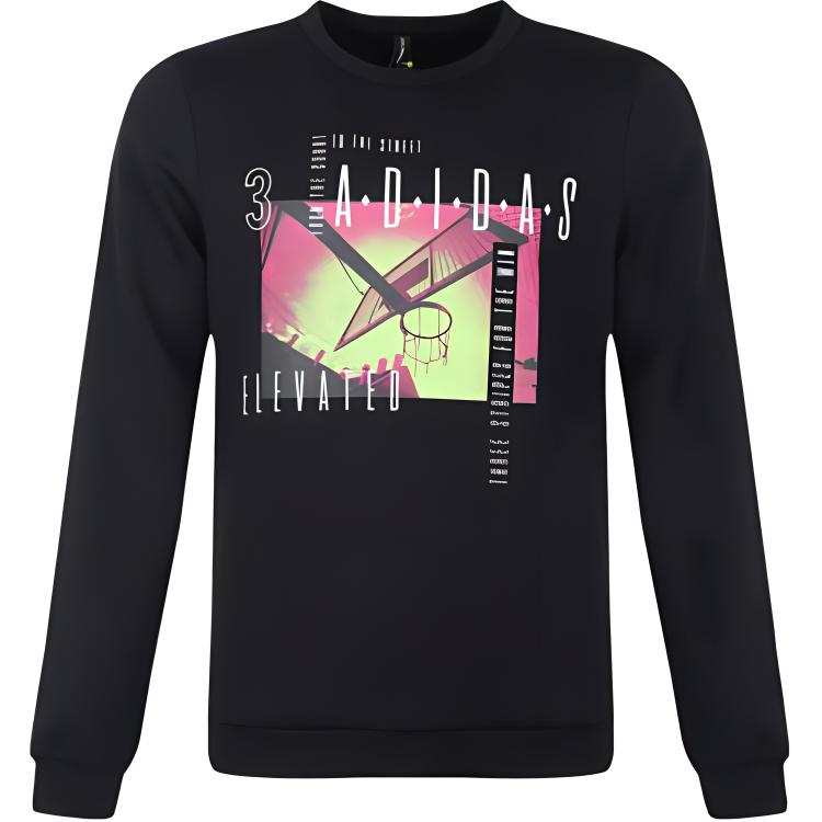 Adidas Neo Sweatshirts Men's Black Crew Neck Moderate Regular