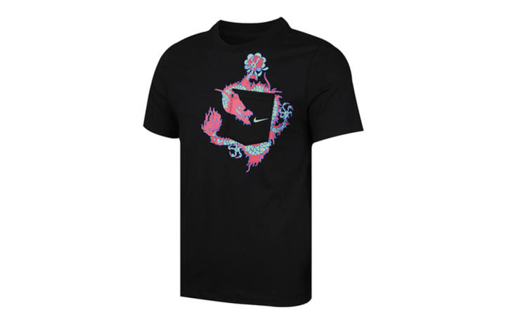 Nike Nike T Shirts Men's Black Crew Neck Moderate Straight Fit