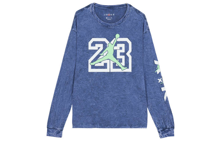 Jordan Jordan LEGACY AJ13 T Shirts Men's Blue Crew Neck Moderate Straight Fit