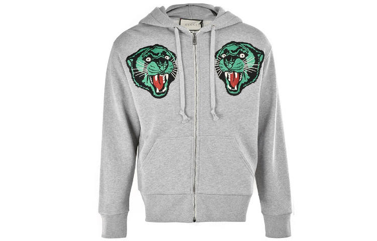 GUCCI Sweatshirts Men's Gray Hooded Non Detachable Moderate