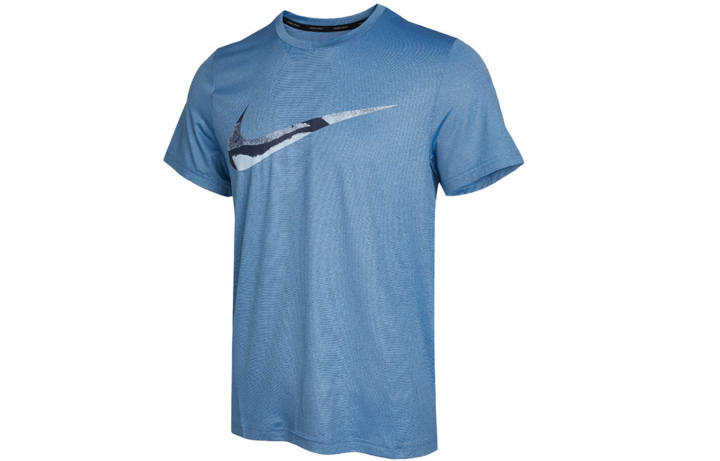 Nike Nike T Shirts Men's Sky Blue Crew Neck Moderate Straight Fit