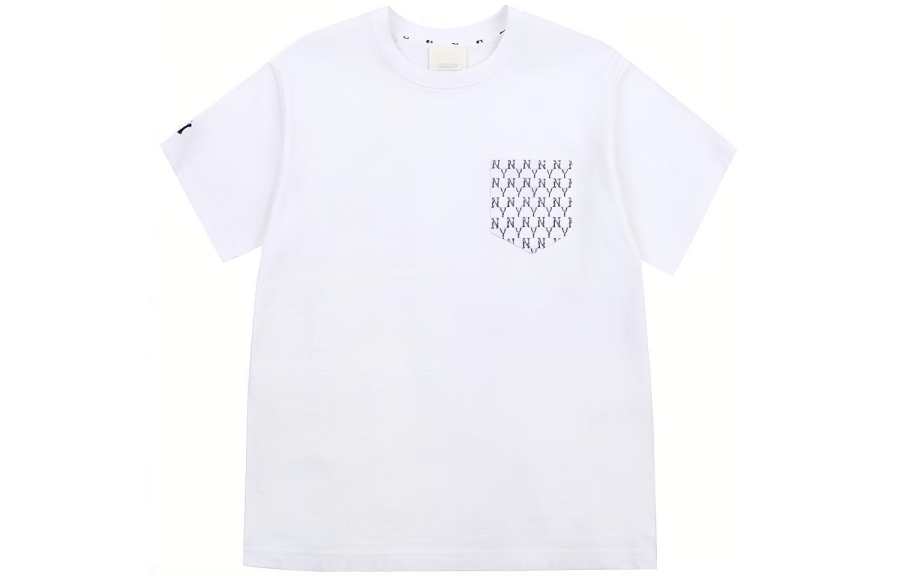 MLB Old Flower T Shirts Unisex White Crew Neck Moderate Straight Fit