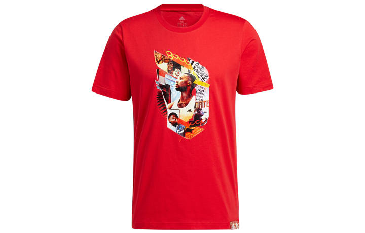 Adidas Adidas T Shirts Men's Red Crew Neck Moderate Straight Fit