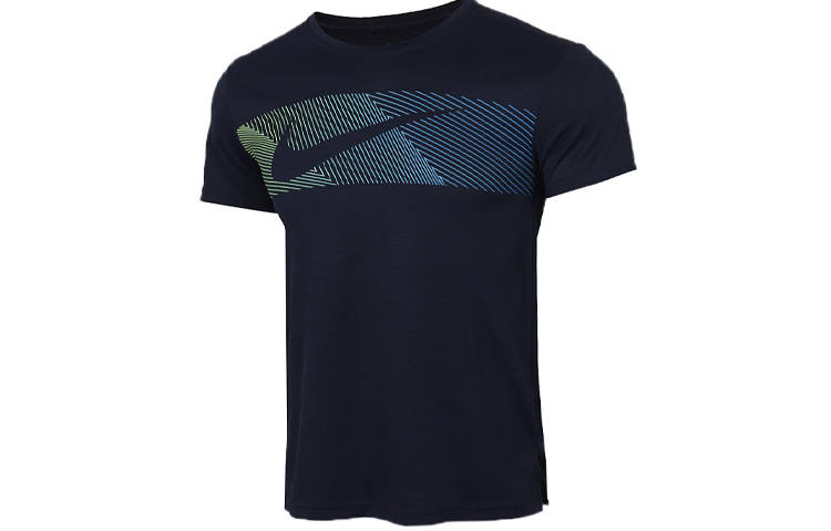 Nike Nike Dri Fit T Shirts Men's Navy Blue Crew Neck Moderate Straight Fit