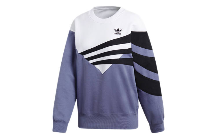 Adidas Originals Trefoil Sweatshirts Women's Indigo/White/Black Crew Neck Moderate Regular