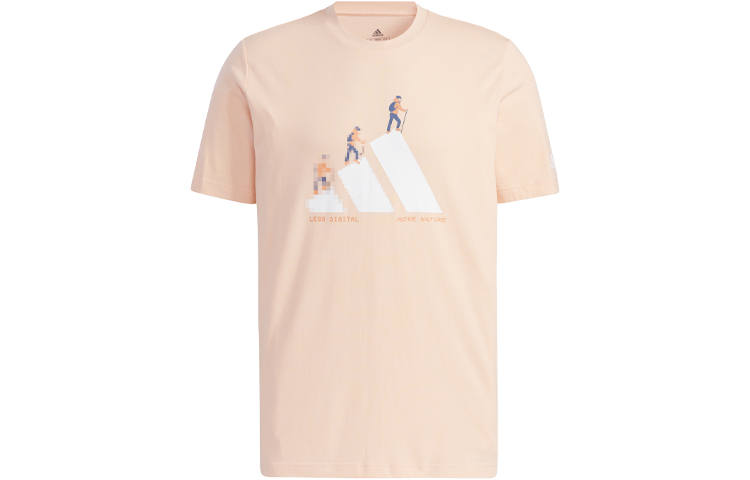 Adidas Adidas T Shirts Unisex Hazy Coral Powder Crew Neck Moderate Straight Fit