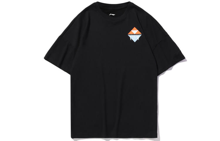 Li-Ning Li Ning CF T Shirts Unisex Black Crew Neck Moderate Straight Fit