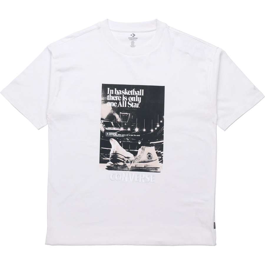 Converse T Shirts Men's White Crew Neck Moderate Straight Fit