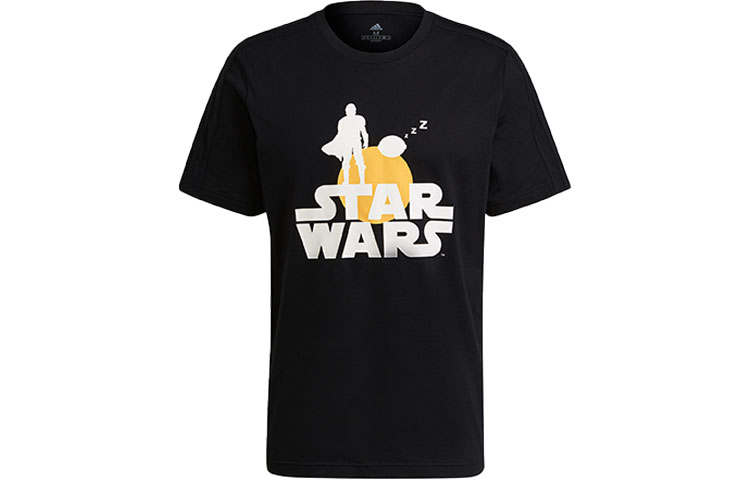 Adidas Adidas STAR WARS T Shirts Men's Black Crew Neck Moderate Straight Fit