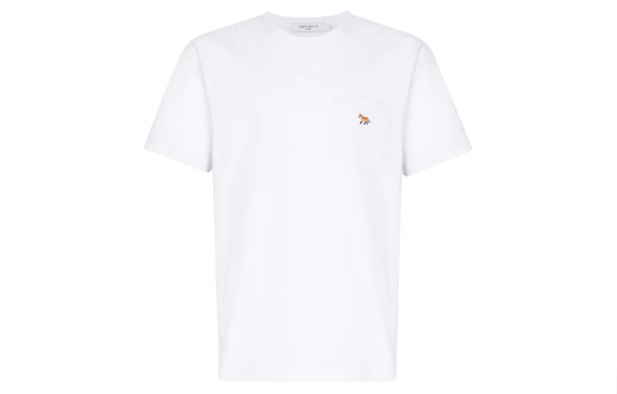 Maison Kitsune T Shirts Men's White Crew Neck Moderate Straight Fit