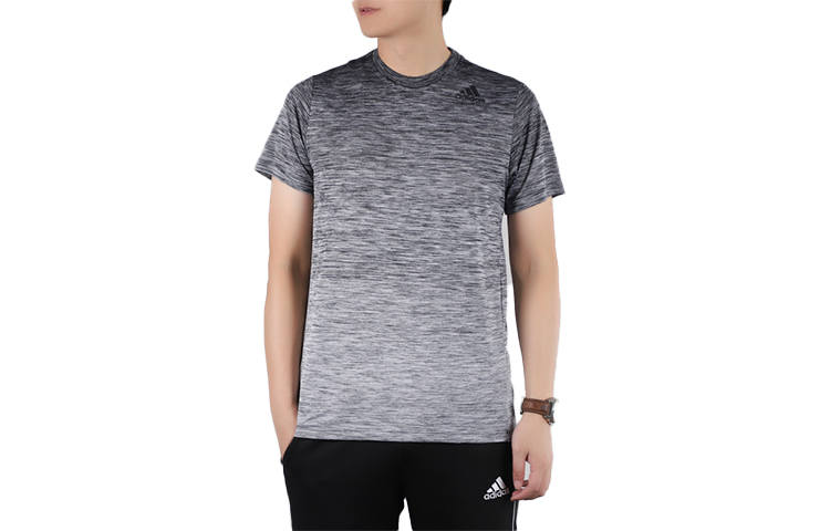 Adidas Adidas T Shirts Men's Metallic Black Crew Neck Moderate Straight Fit