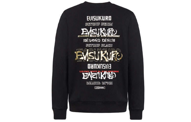 EVISU Sweatshirts Men's Black Crew Neck Moderate Heavyweight