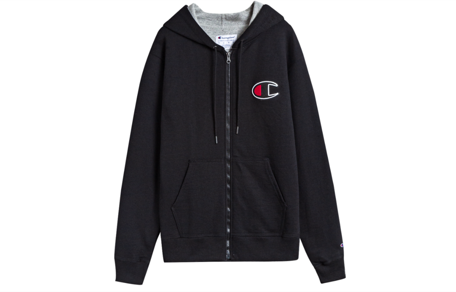 Champion Sweatshirts Unisex Black Hooded Moderate Cardigan