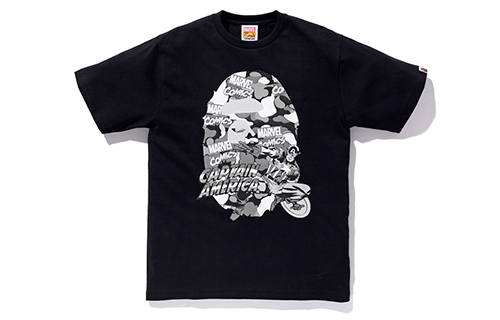 A BATHING APE Bape X Marvel Comics Camo Captain America Tee