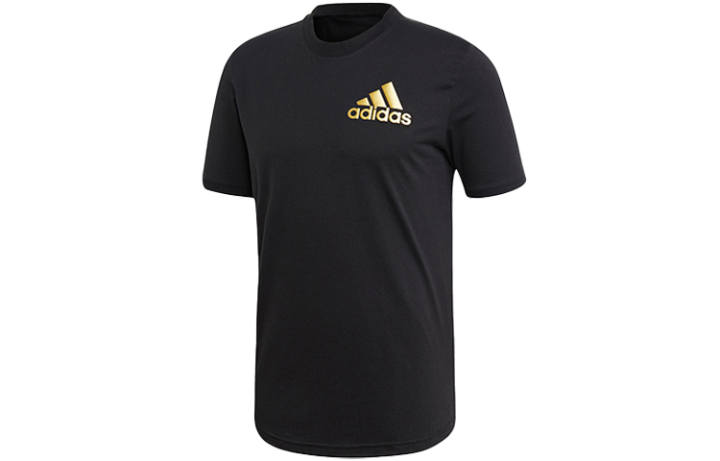 Adidas Adidas Spain T Shirts Men's Black Crew Neck Moderate Straight Fit