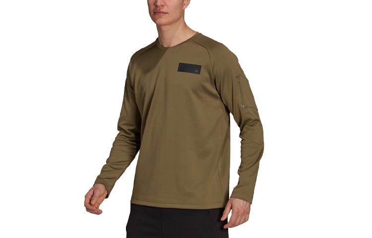 Adidas Adidas T Shirts Men's Khaki Brown Crew Neck Moderate Straight Fit