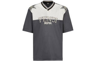 FENDI T Shirts Men's Gray V Neck Moderate Straight Fit