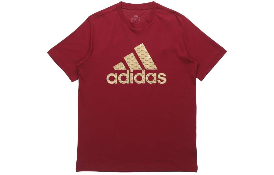 Adidas Adidas T Shirts Men's Burgundy Crew Neck Moderate Straight Fit
