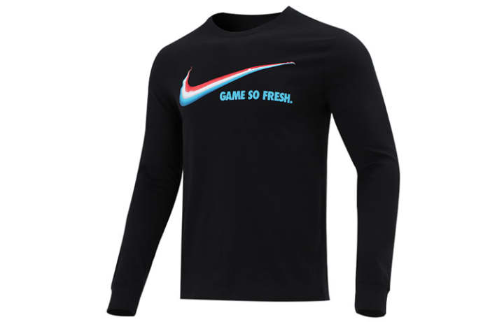 Nike Nike T Shirts Men's Black Crew Neck Moderate Straight Fit