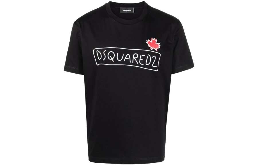 DSQUARED 2 DSQUARED 2 T Shirts Men's Black Crew Neck Moderate Straight Fit