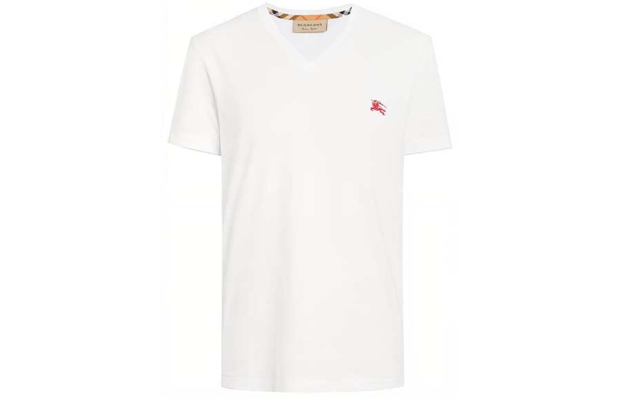 Burberry T Shirts Men's White V Neck Moderate