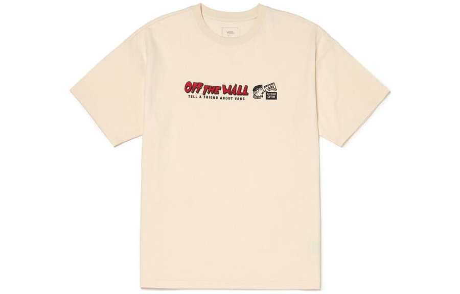 Vans T Shirts Men's Apricot Crew Neck Moderate Straight Fit