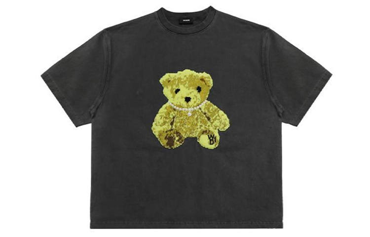 WE11DONE T Shirts Unisex Charcoal Crew Neck Moderate Straight Fit