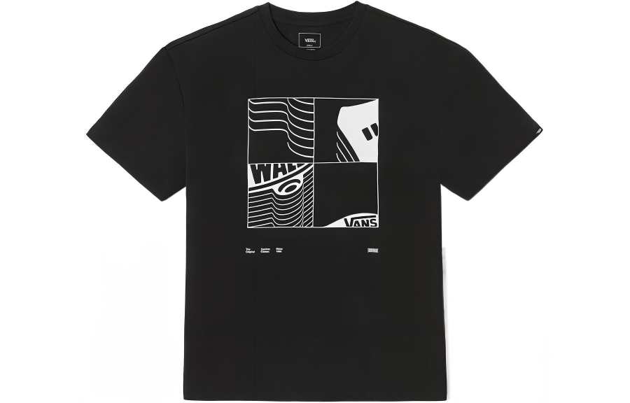 Vans T Shirts Unisex Black Crew Neck Moderate Straight Fit