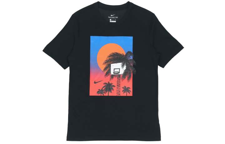 Nike Nike T Shirts Men's Black Crew Neck Moderate Straight Fit