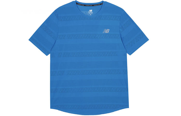 New Balance New Balance T Shirts Men's Blue Crew Neck Moderate Straight Fit