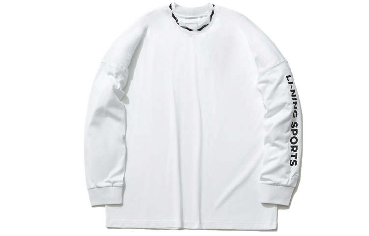 Li-Ning Li Ning T Shirts Men's White Crew Neck Moderate Straight Fit