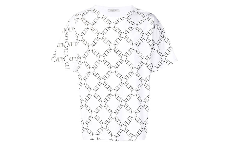 Valentino T Shirts Men's White Crew Neck Moderate Straight Fit