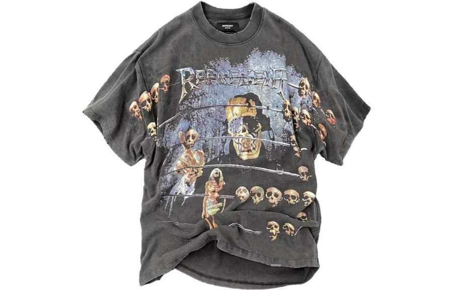 REPRESENT REPRESENT T Shirts Men's Vintage Gray Crew Neck Moderate