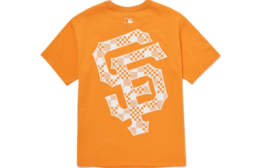 MLB T Shirts Unisex Orange Crew Neck Moderate Straight Fit