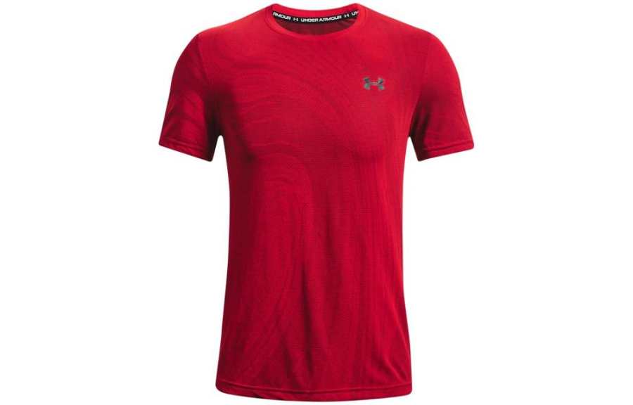Under Armour T Shirts Men's Red Crew Neck Moderate Straight Fit