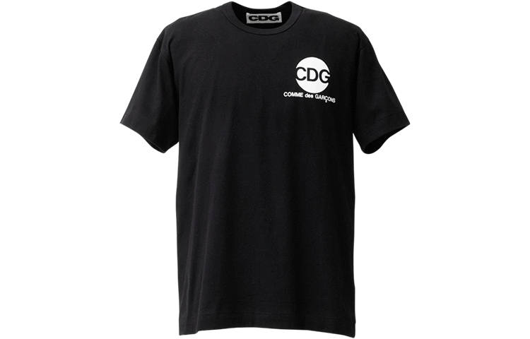 CDG T Shirts Unisex Black Crew Neck Moderate Straight Fit