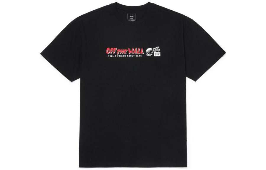 Vans T Shirts Men's Black Crew Neck Moderate Straight Fit