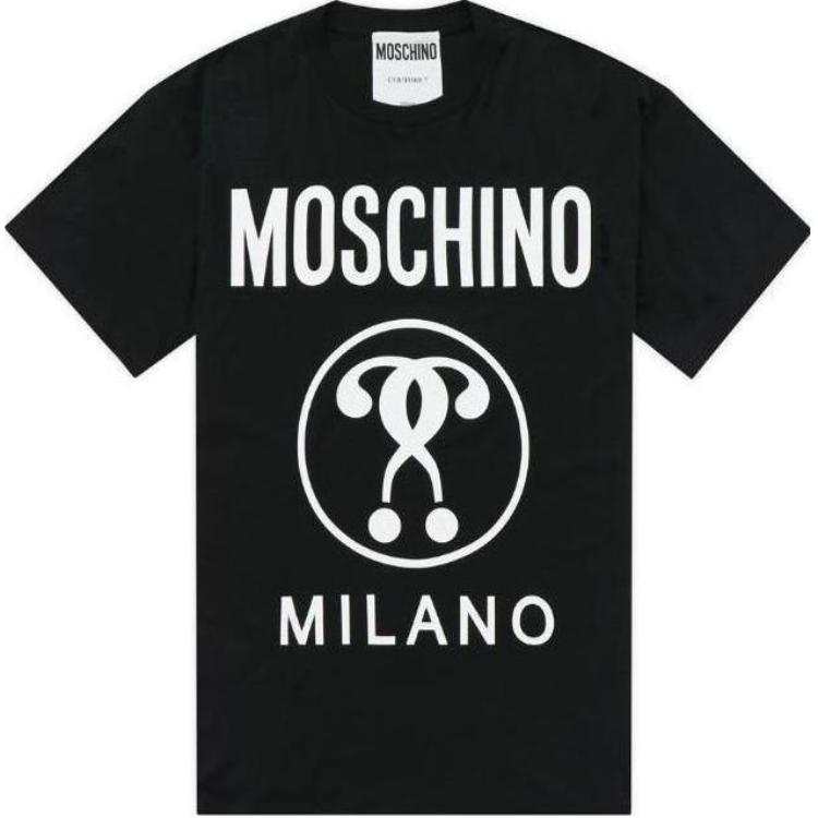 MOSCHINO T Shirts Men's Black Crew Neck Moderate Straight Fit