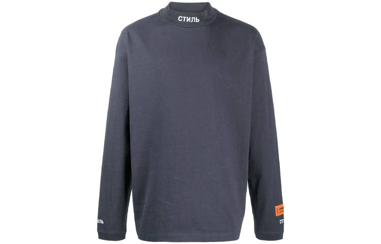 HERON PRESTON T Shirts Men's Blue Stand Collar Moderate Straight Fit