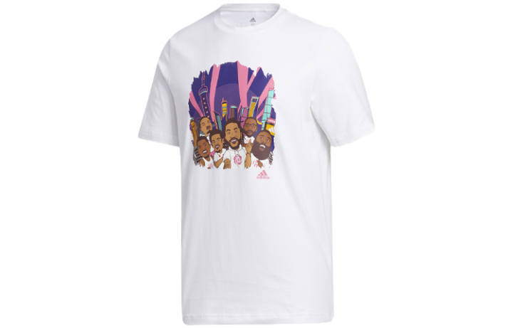 Adidas Adidas T Shirts Men's White Crew Neck Moderate Straight Fit