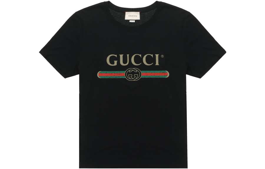 GUCCI Men Logo Washed Print T-shirt Black