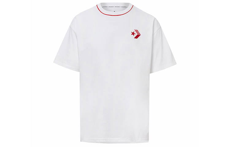 Converse T Shirts Men's White Crew Neck Moderate Straight Fit