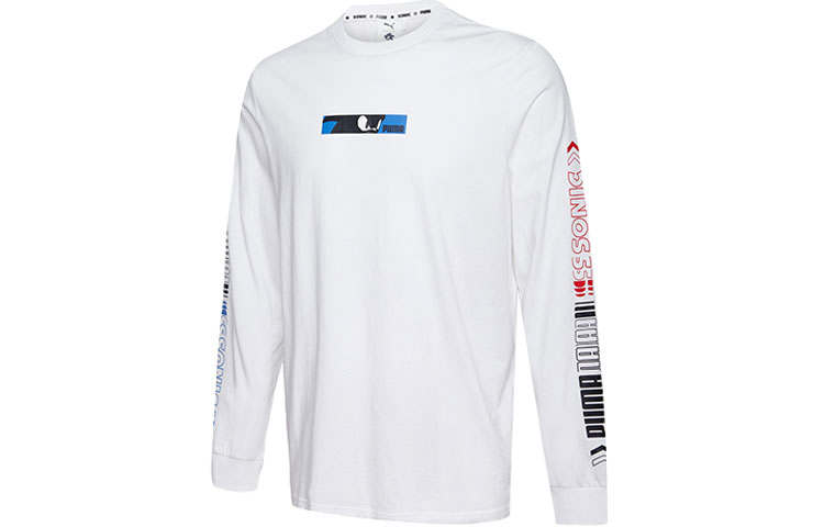 PUMA X SEGA T Shirts Men's White Crew Neck Moderate Straight Fit