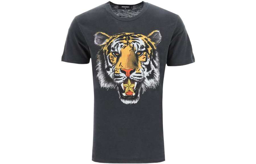 DSQUARED 2 DSQUARED 2 T Shirts Men's Black Crew Neck Moderate Straight Fit
