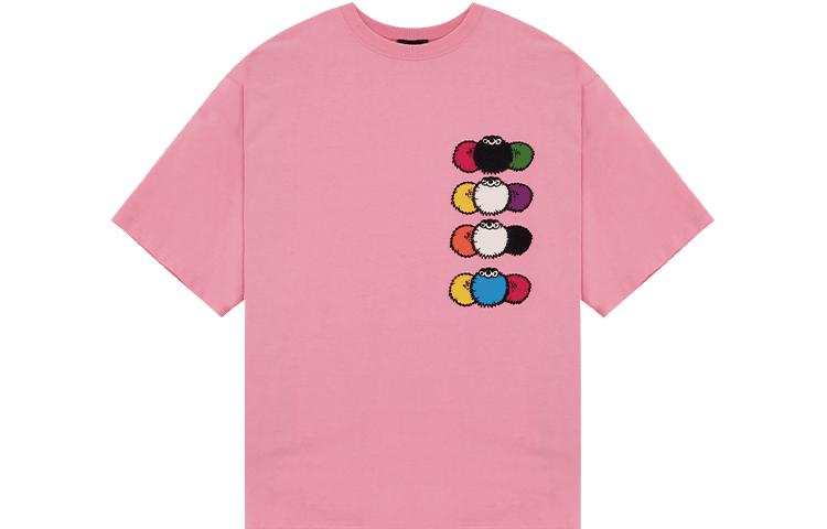 WE11DONE T Shirts Unisex Pink Crew Neck Moderate Straight Fit