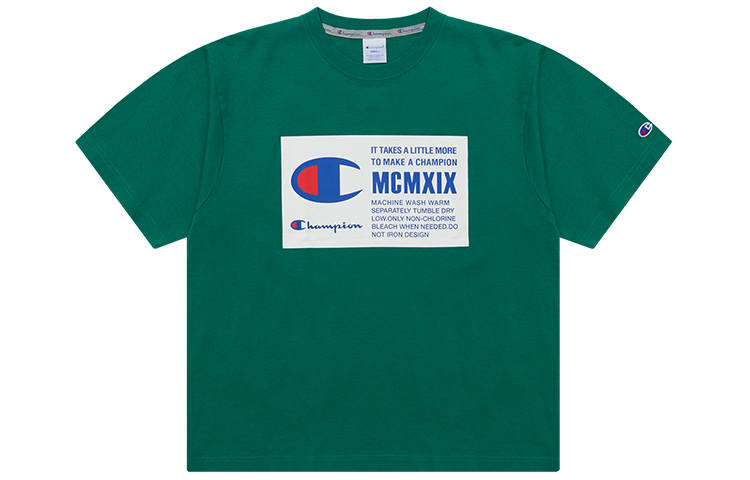 Champion Action Style T Shirts Unisex Crew Neck Moderate Straight Fit