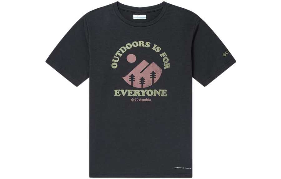 Columbia T Shirts Men's Black Crew Neck Moderate