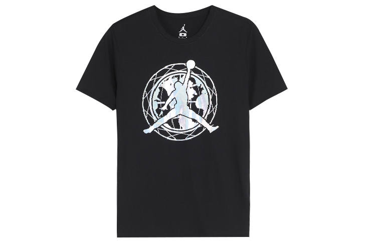 Jordan Jordan T Shirts Men's Black Crew Neck Moderate Straight Fit